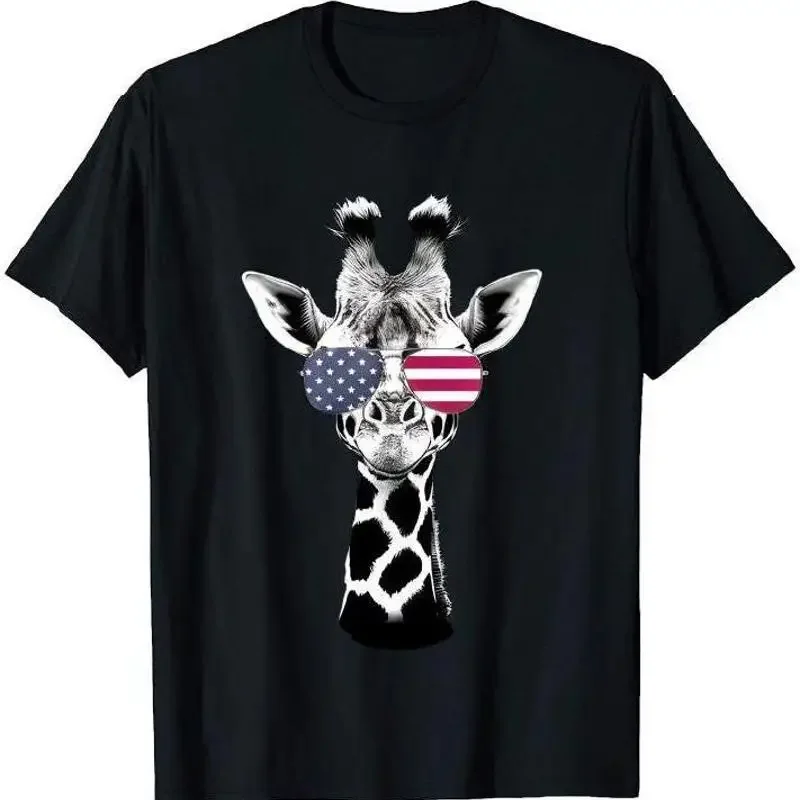 Giraffe Sunglasses T Shirt Funny Animal For Summer Perfect Wildlife Lovers 4Th Of July Usa Patriotic American Flag Us
