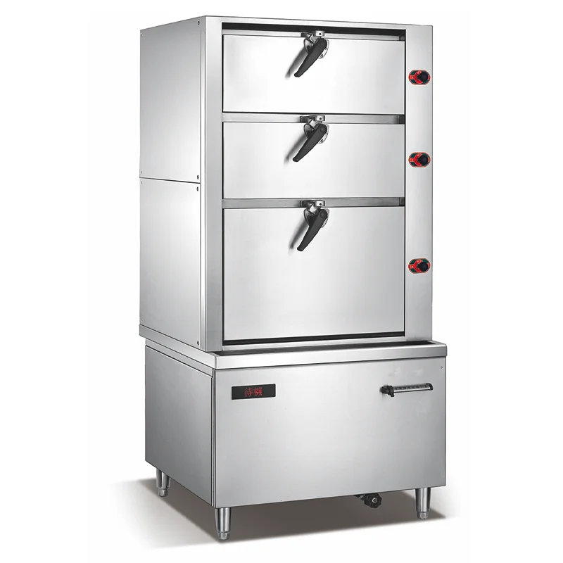Commercial High-Capacity Industrial Stainless Steel Steam Cooker Three-Door Food Steam Cabinet For Restaurants Hotels Electric