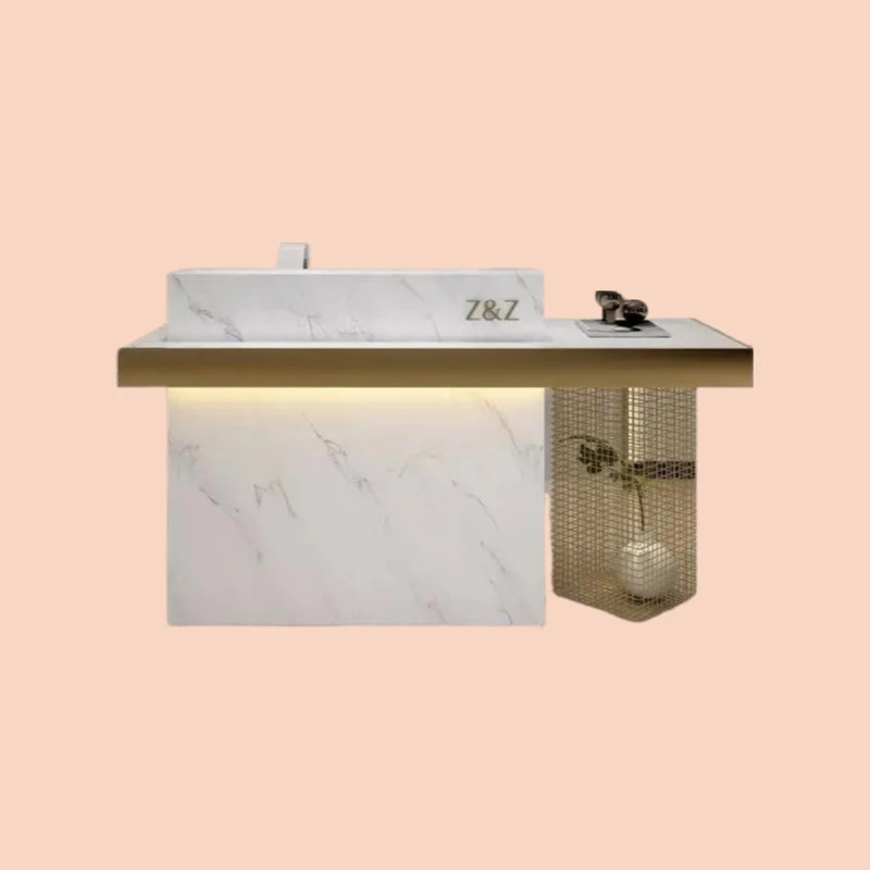 HHBarber Front Desk Reception Counter Checkout Business Clinic Reception Desks Beauty Salon Mostrador Recepcion Office Furniture