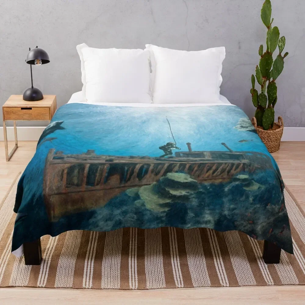 Deep Sea Diver Throw Blanket Thin Decoratives bed plaid Furry Blankets