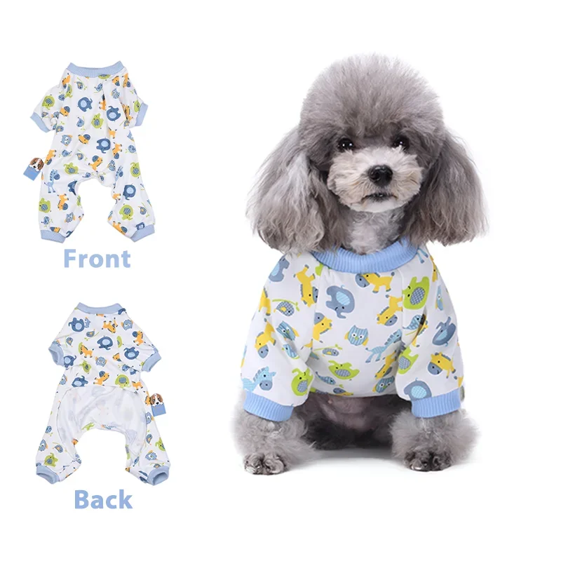 Winter Small Pet Dog Pajamas Cute Patterned Homewear Pet Clothing Soft Four-legged One-piece Puppy Pajamas