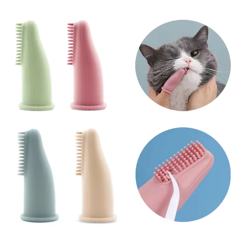 Dog Cat Super Soft Pet Finger Toothbrush Teeth Cleaning Bad Breath Care Nontoxic Silicone Tooth Brush Dog Cat Cleaning Supplies