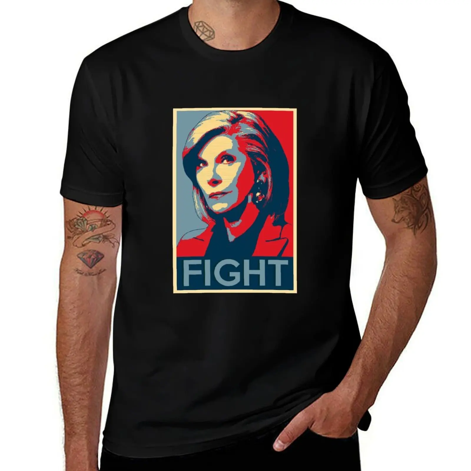 Diane Lockhart FIGHT T-Shirt All Match Basic Short Sleeve Top T-Shirt