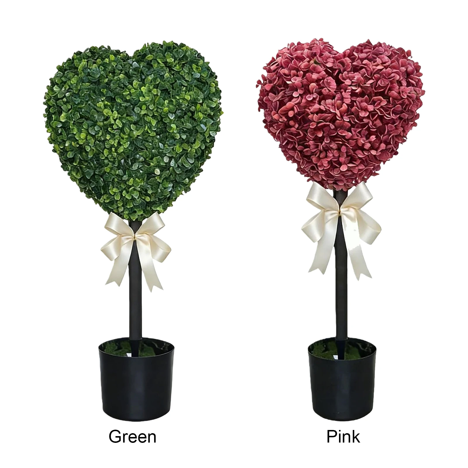 

Искусственные деревья-топиарии в форме сердца с горшком и бантом, имитация штамбового боярышника, шарообразные деревья-топиарии в форме сердца для дома на День святого Валентина