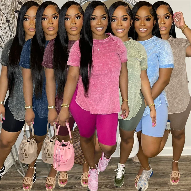 Vêtements actifs survêtement de sport femmes deux pièces ensemble vêtements d'été T-shirt haut et short survêtement sport Fitness ensembles assortis
