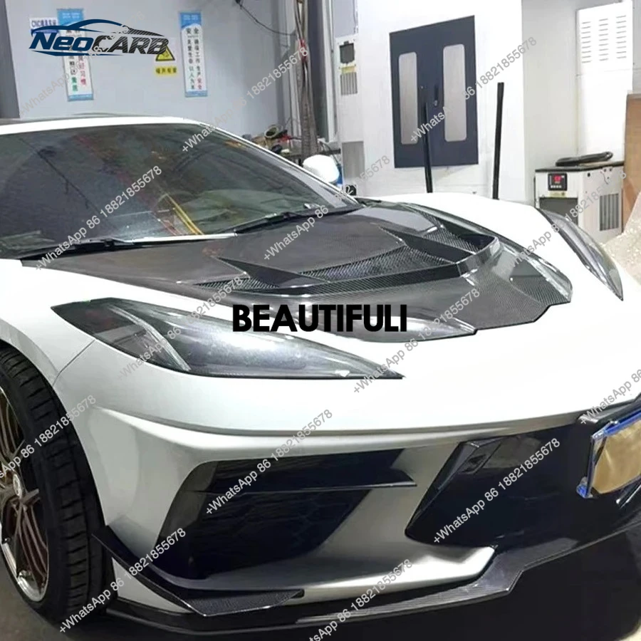 Carbon Fiber For  c8 Upgraded Zr1 Hood High Quality Car Front Bumper Engine Cover Hood Bonnet Vent Parts Body kit