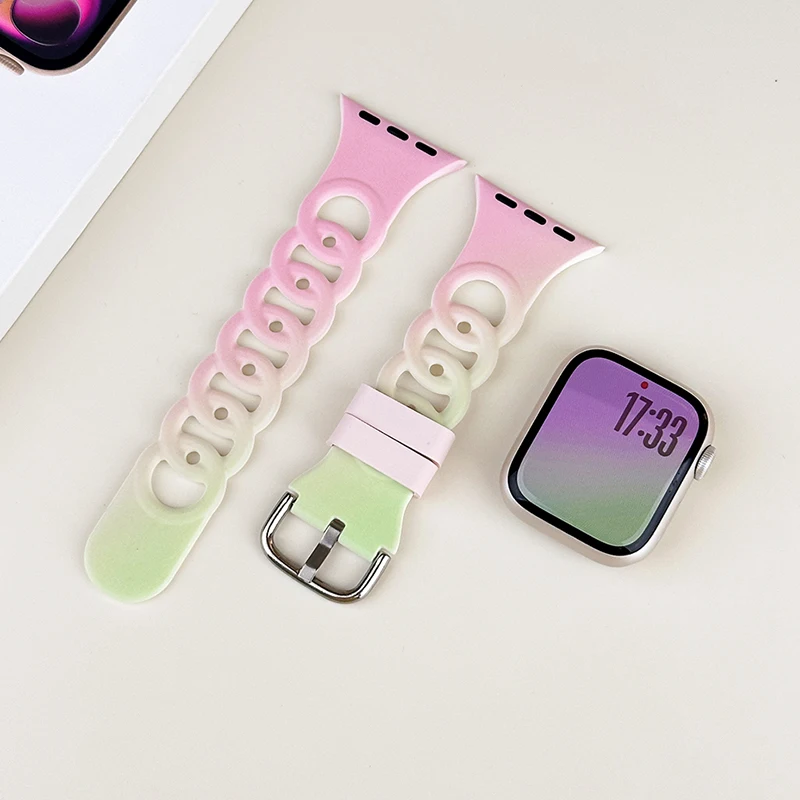Silicone Sport Strap For Apple Watch Band Ultra 49mm 40mm 41mm 44mm 45mm 46mm correa bracelet iwatch Series 11 10 9 8 7 6 5 4 se - view 5