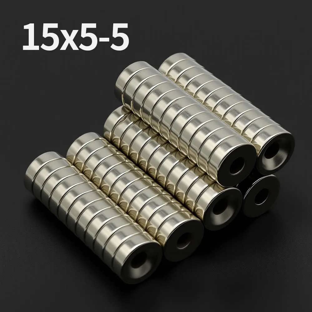 15x5-5mm Powerful Neodymium Magnet N35 NdfeB Permanent Magnetic imanes Round With Holes Super Strong Fridge Magnets DIY