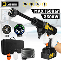 Gisam 200BAR 6-in-1 Brushless Cordless High Pressure Car Washer Rechargeable Lithium Battery Car Cleaning Washer Spray Water Gun
