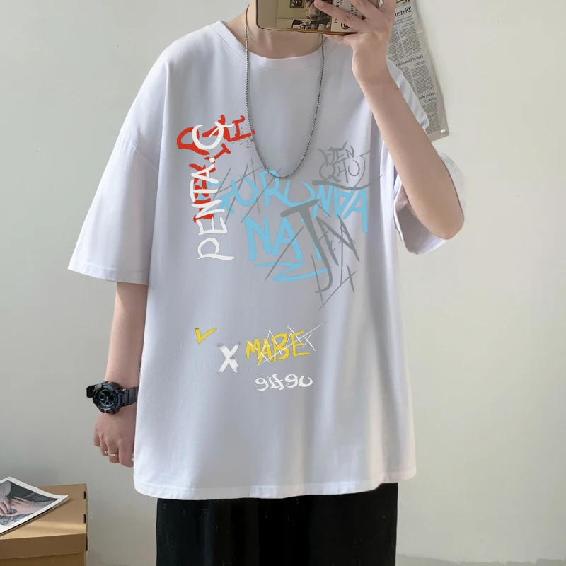 Summer Men High Quality Letter Printing T-Shirt Loose Casual Tops Short Sleeve Classic O-Neck Tees Comfortable Couple T-Shirt
