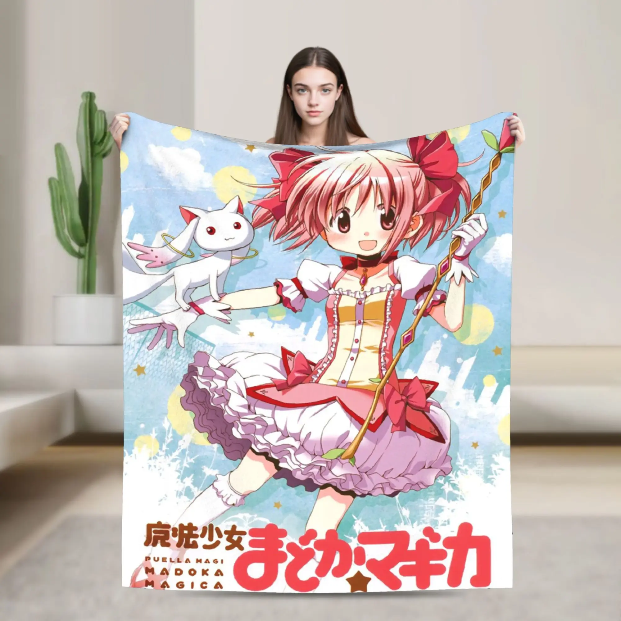 Blankets Flannel Summer Air Conditioning Puella Magi Madoka Magica  Multifunction Soft Throw Blankets for Sofa Bedroom Quilt