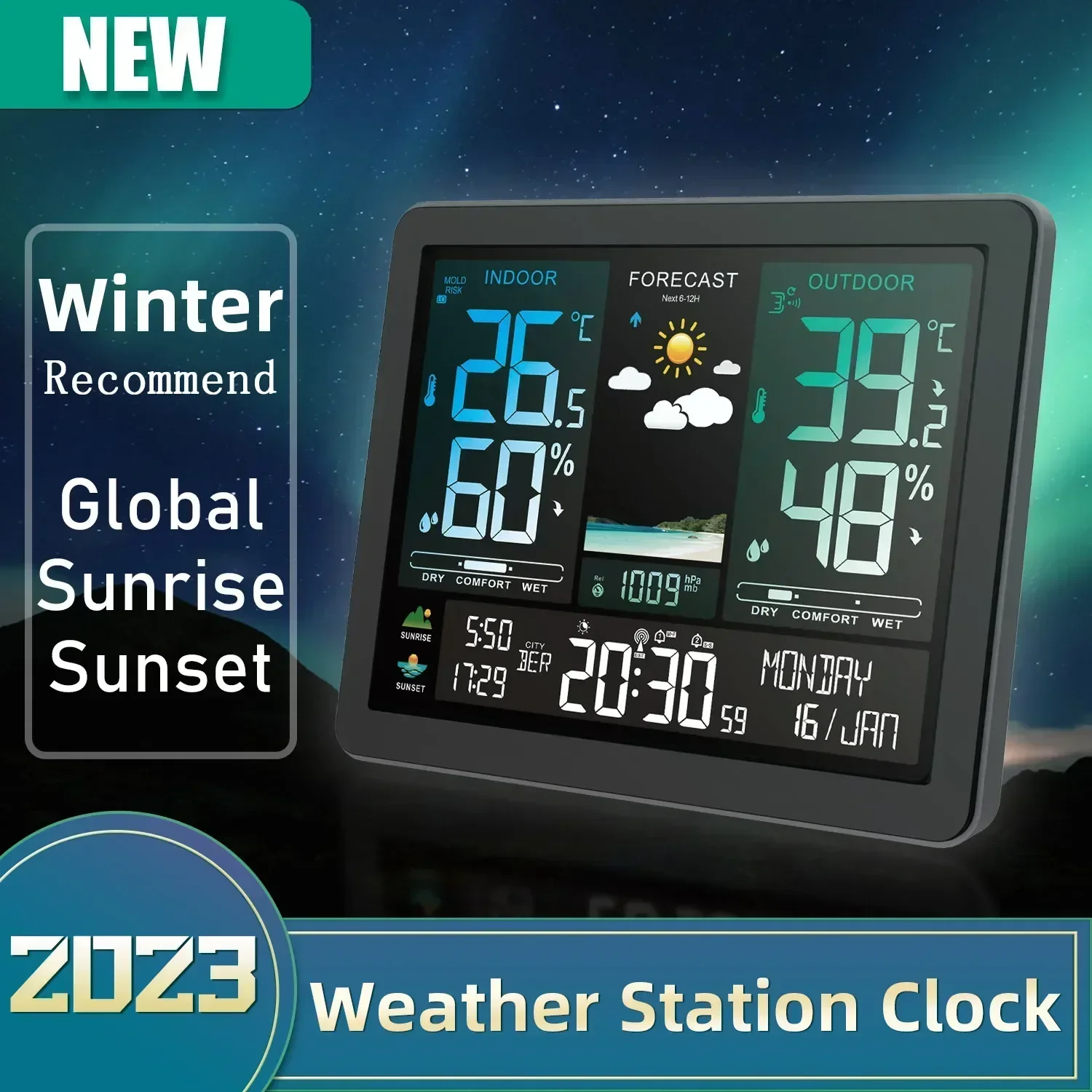

Clock Professional Weather Weather Display Electronic Screen Station Intelligent Temperature Clock Forecast Alarm Humidity Color