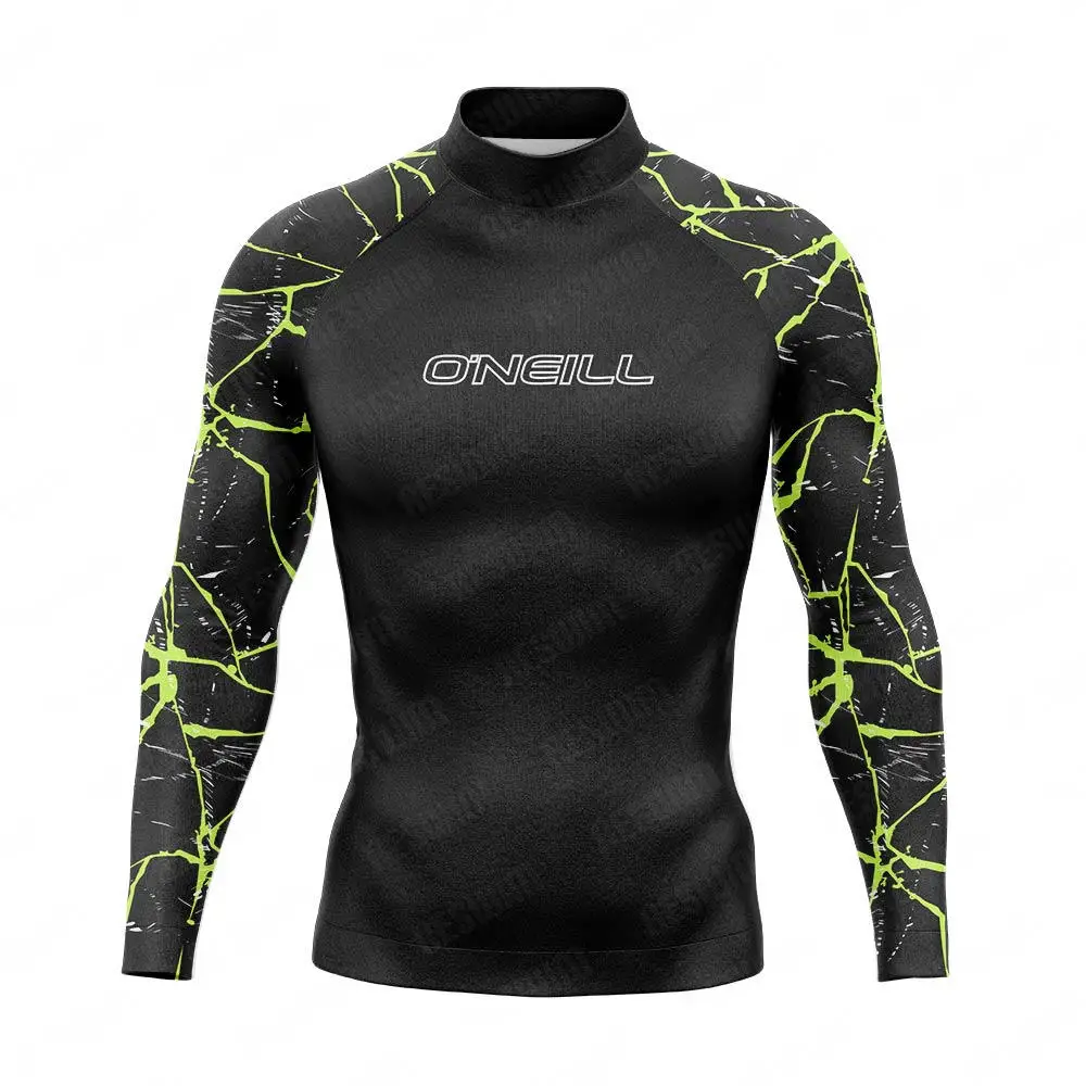 New Men's Swimsuit Surf Swimming T-shirts Beach UV Protection Swimwear Rash Guards Tops Long Sleeve Surfing Diving Clothes
