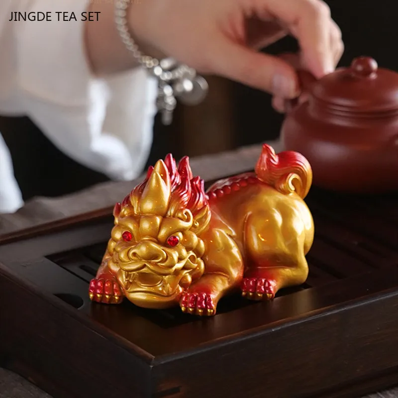 

Creative Color-changing Zhaocai Tea Pet Resin Pixiu Feng Shui Decoration Tea Table Accessories Exquisite Tabletop Tea Decoration