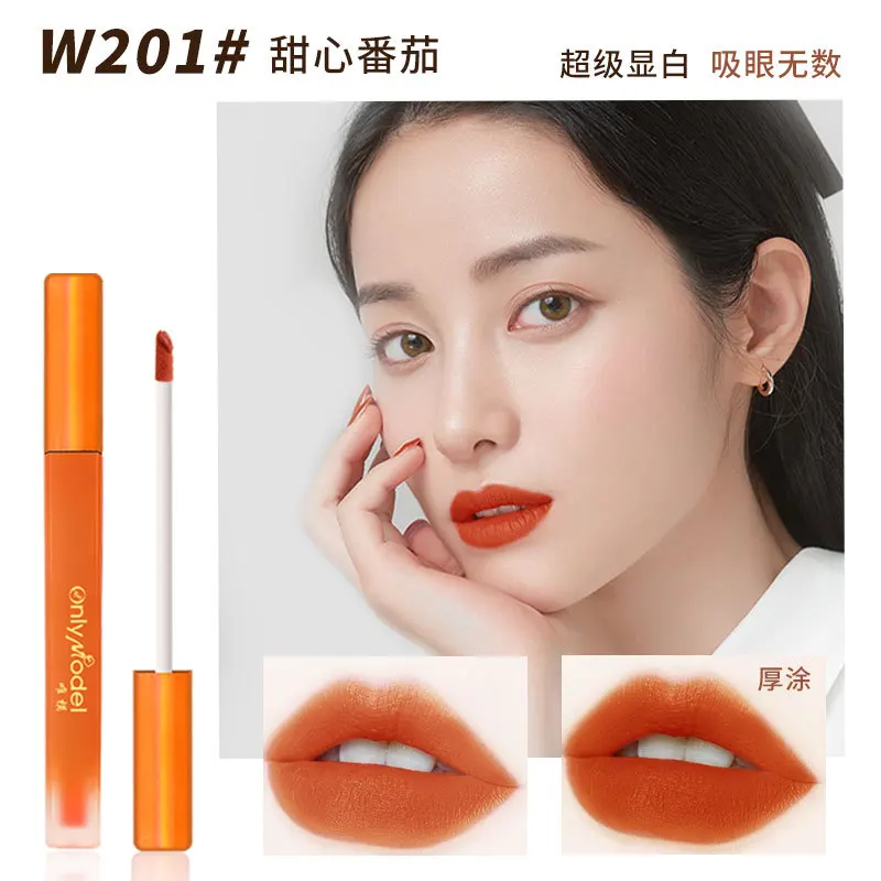 Onlymodel lápiz labial naranja mate suave sucio Color naranja zanahoria esmalte de labios hidratante tinte de labios de larga duración maquillaje coreano