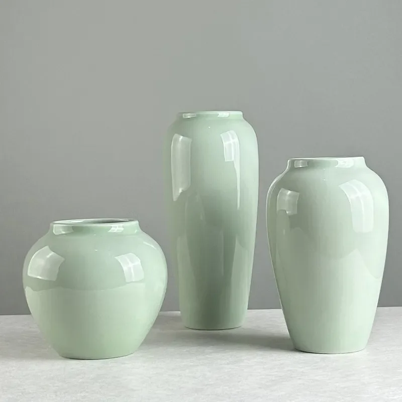 for Jingdezhen New Chinese Monochrome Ceramic Vase Handmade Hydroponic Living Room Home Zen Flower Arrangement Decorative