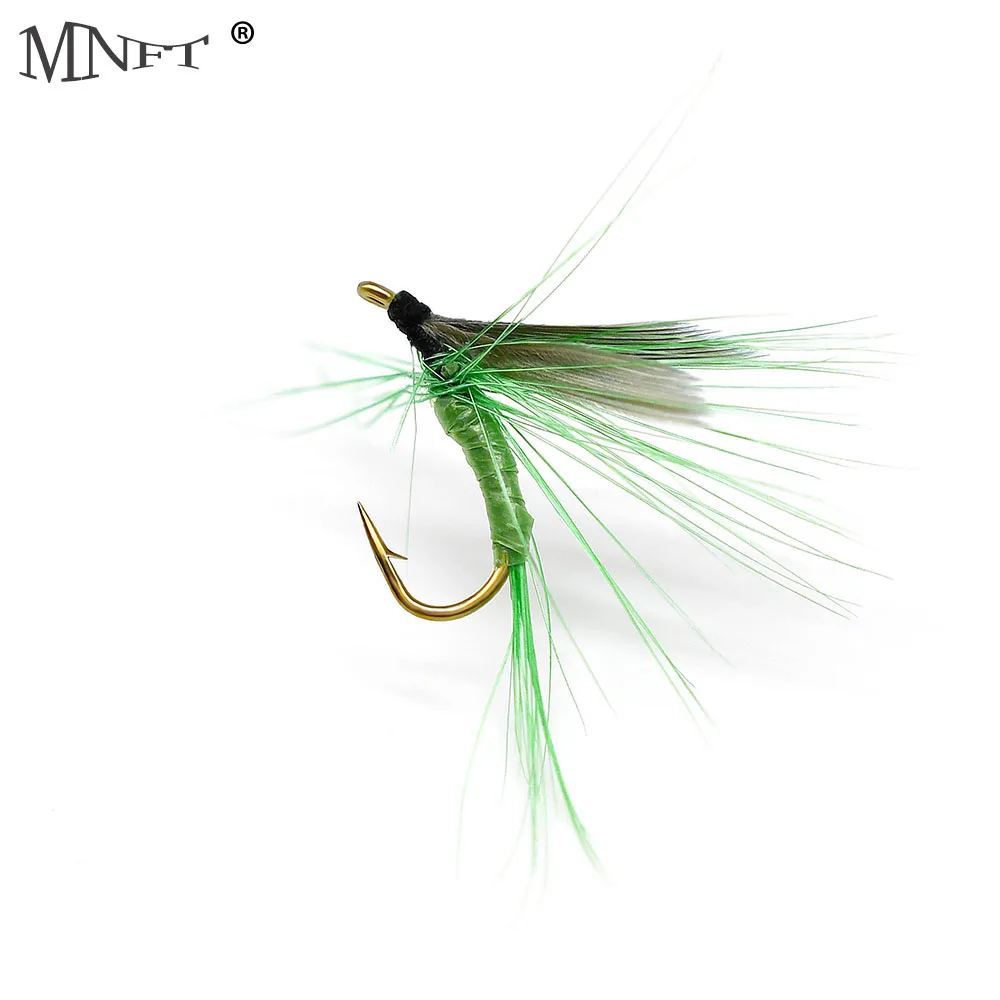 MNFT 10PCS Green Quill Dry Fly May fly Nymph for Fly Fishing Trout Bream Pan Fish Lures With Sharpend Hooks 16#