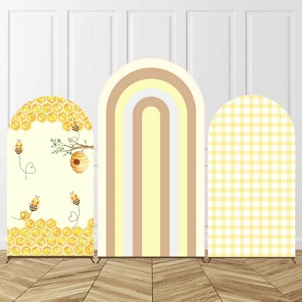 

Маленькая пчелка, чехол для арки на день рождения, тематический фон с медоносной пчелой, полиэстер, двусторонний милый фон с изображением арки для детского душа