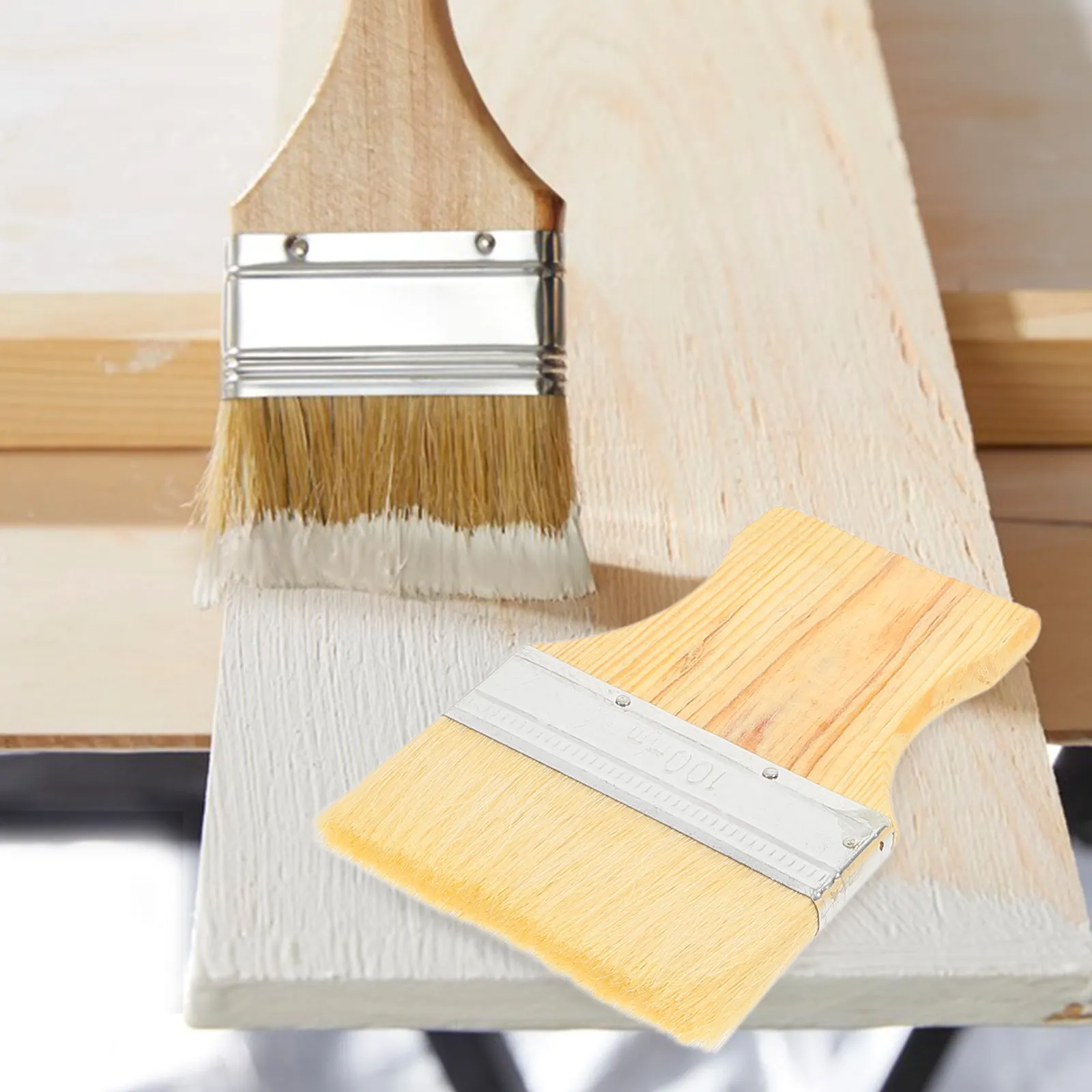 3Pcs Paint Brush Flat Tip Wooden Handle Painting Brush Set for Wall Furniture Oil Acrylic Artistic Use Paint Brushes