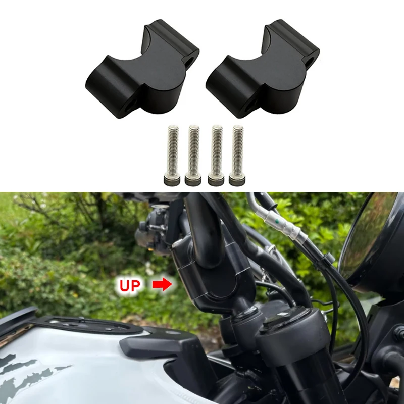 Motorcycle Premium Pull-Back Handlebar Risers Handle Bar Clamp Extend Adapter For HIMALAYAN450 Himalayan450 GUERRILLA450 GRR450