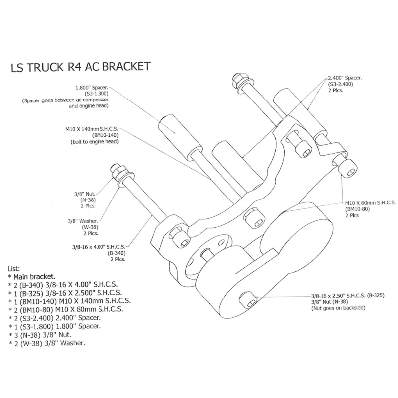 Staffa per compressore del condizionatore d U90C Supporti Staffa conversione del motore per LS6 4.8 5.3 1999-2013