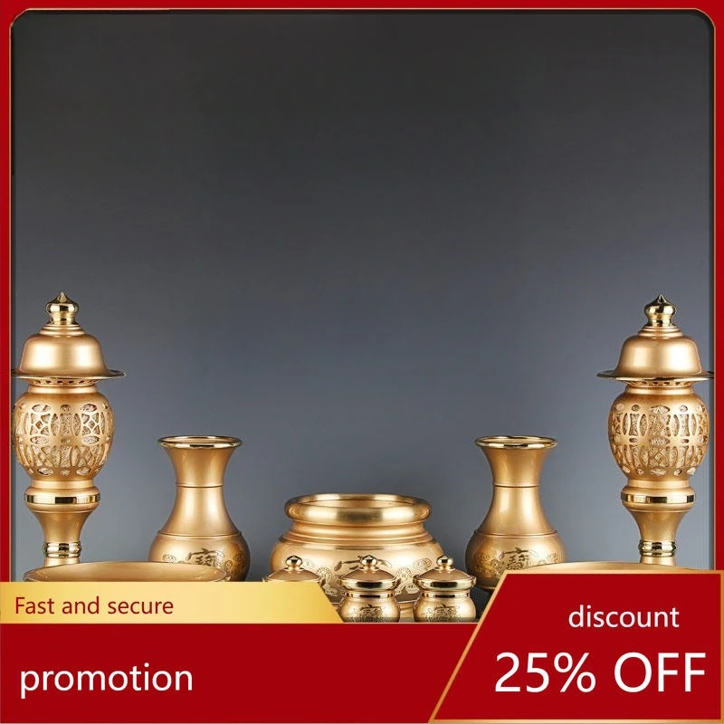 

Cz pure copper utensils suit for god of wealth and ancestorsutensils suit for water cup, incense burner, lamp, fruit plate