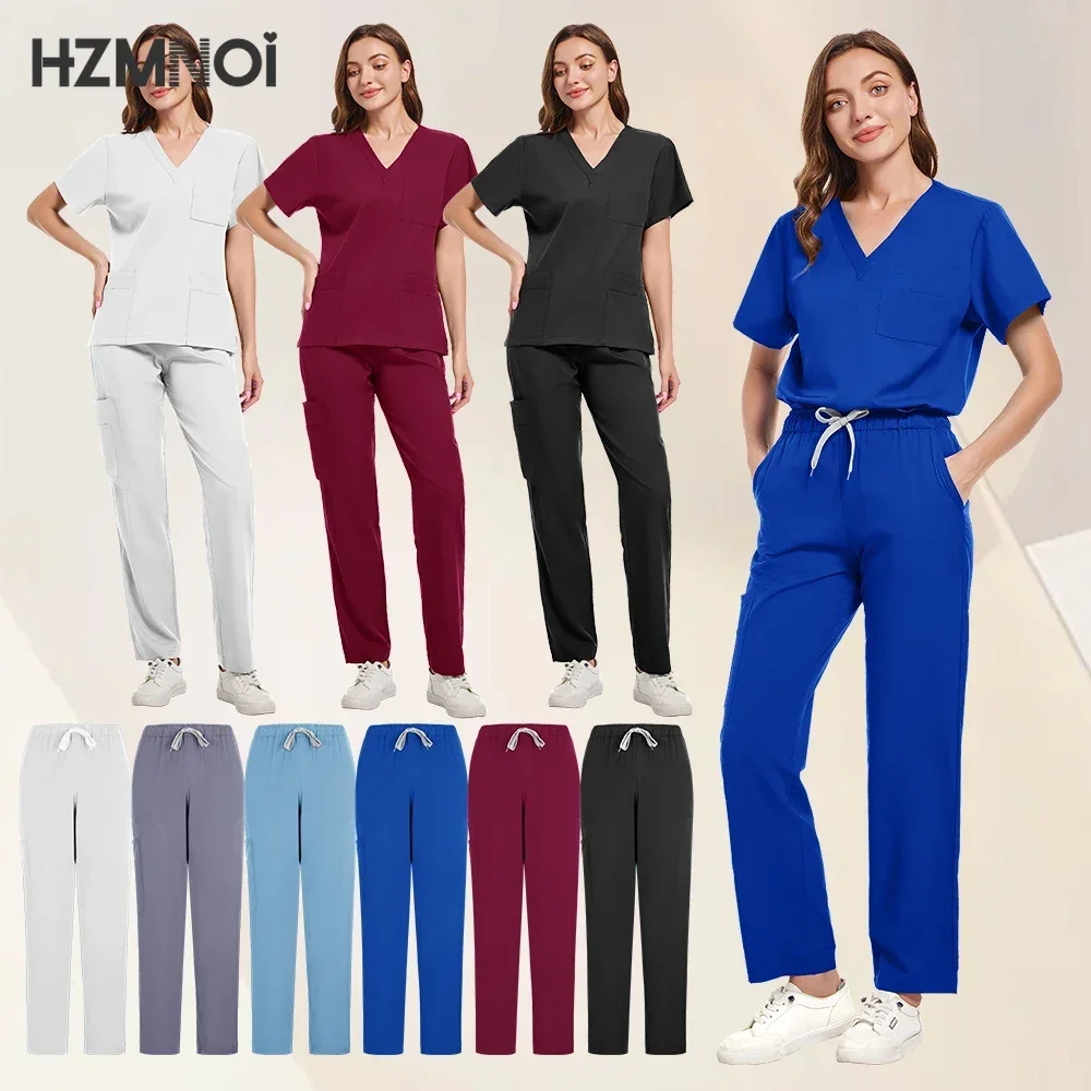 

Dental Hospital Medical Scrubs Tops Women V-Neck Surgical Nurse Uniforms Blouse Pet Veterinary Scrubs Workwear Wholesale Prices