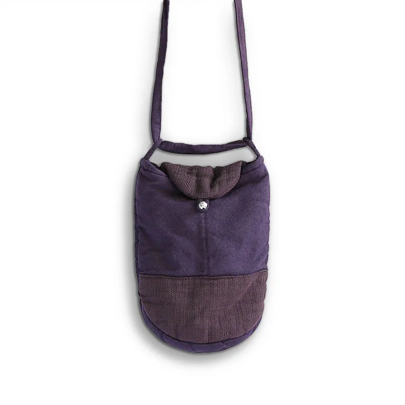 

Cotton and linen crossbody versatile shoulder bag, color matching mobile phone bag, one buckle literary padded cotton bag, fashi