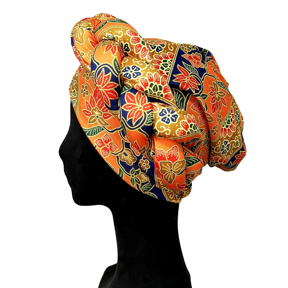 2024 New African Women Turban Cap Big Braid Head Wraps Cover Bonnet Beanie Female Headtie Hair Loss Chemo Cap Arab