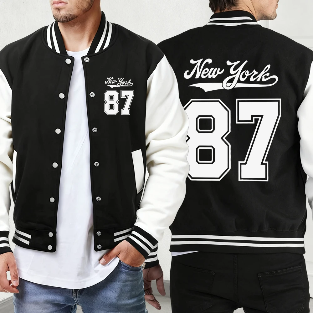 

Мужское теплое спортивное пальто с принтом Нью-Йоркского номера 23, осенние повседневные куртки в стиле хип-хоп, удобный бейсбольный трикотаж, базовая универсальная уличная одежда