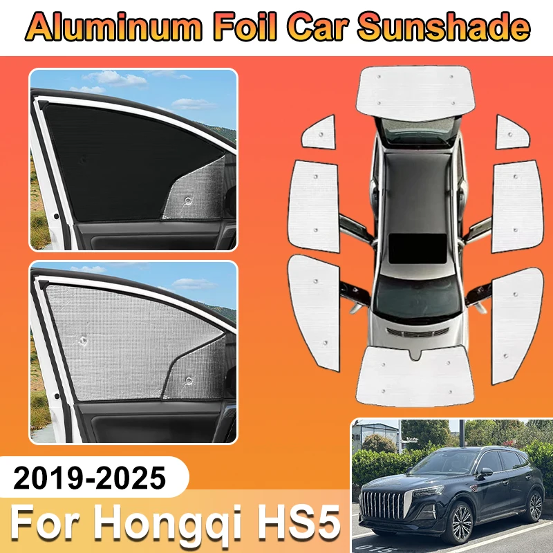 

For Hongqi HS5 Accessories 2023 2019-2025 DFSK Forthing 5 Car Window Covers Aluminum Foil Sun Shade UV Protector Sun Baffle Auto