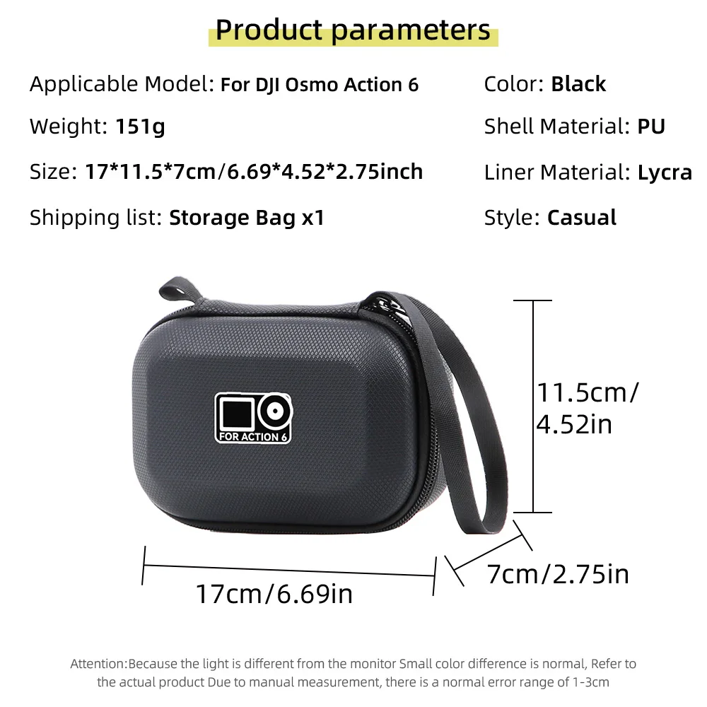 Custodia con struttura di rivestimento integrata per custodia in PU DJI ACTION 6