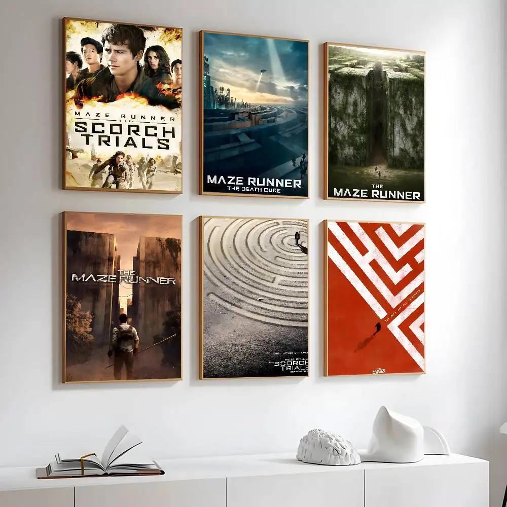 Póster de The Maze Runner, arte autoadhesivo, pegatina de papel impermeable, decoración de pared de habitación, cafetería, Bar