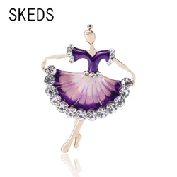 SKEDS Fashion Enamel Dancer Women Brooch Elegant Women Crystal Metal Accessories Creative Brooches Pins Clothing Suit Buckle Pin