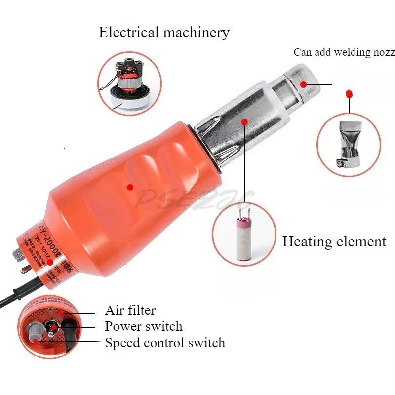 Hot Wedge Knife High-power Hot Air Rough Welding Gun Tunnel Waterproof Board Roll Temperature Control Welding Gun