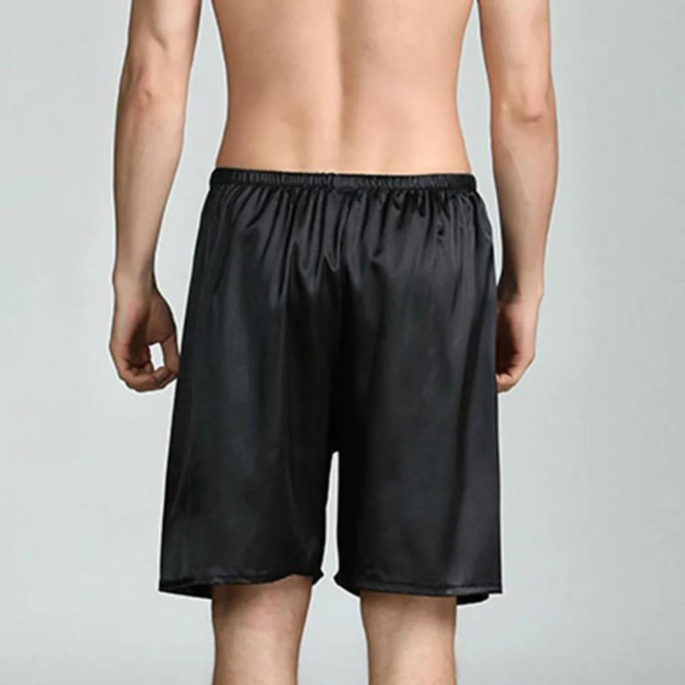 1pc Men Sleep Bottoms Ice Silk Satin Loungewear Pyjama Short Pants Loose Breathable Comfortable Shorts Sleepwear