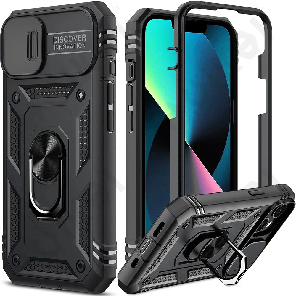 

Case For iPhone 16 15 14 13 12 11 Pro XS Max XR Plus Camera Slide Military Grade Armor Protection 360 Degree Rotate Armor Cover