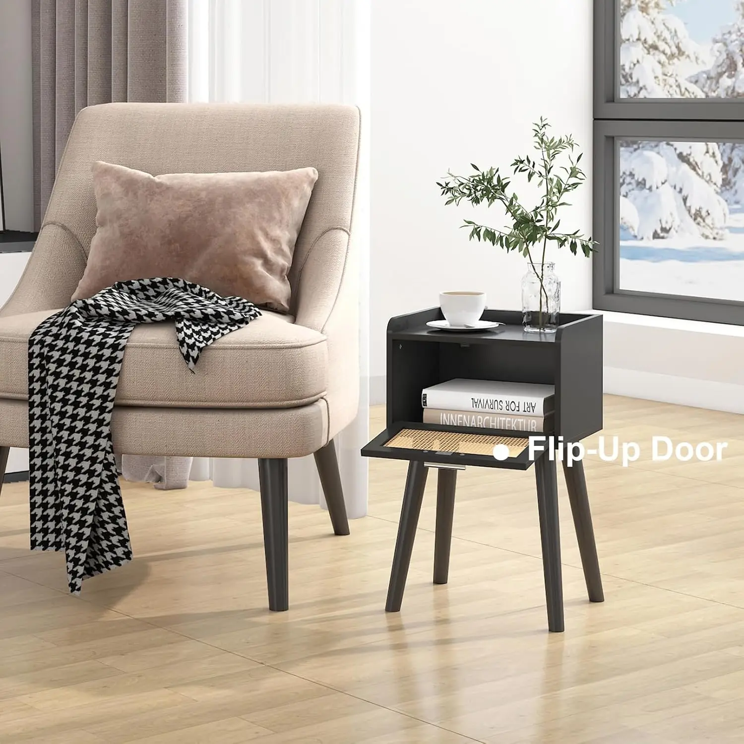 

Тумбочка из 2 предметов, маленький черный прикроватный столик, тумбочка с дверью из ротанга, богемный боковой столик с ножками из массива дерева