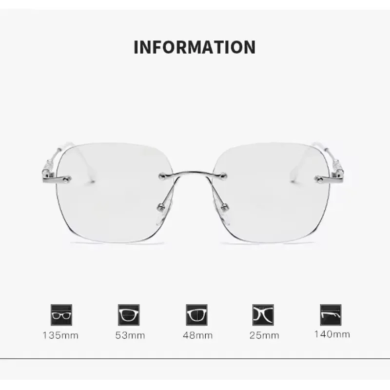 Rimless Photochromic Sunglasses Men Women Luxury Near Sight Eyeglasses Trendy Anti-UV Color Changing Myopia Glasses