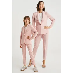 Traje de verano para niñas, Blazer rosa con solapa de muesca y un solo botón, esmoquin informal Formal para boda, Ropa para Niñas