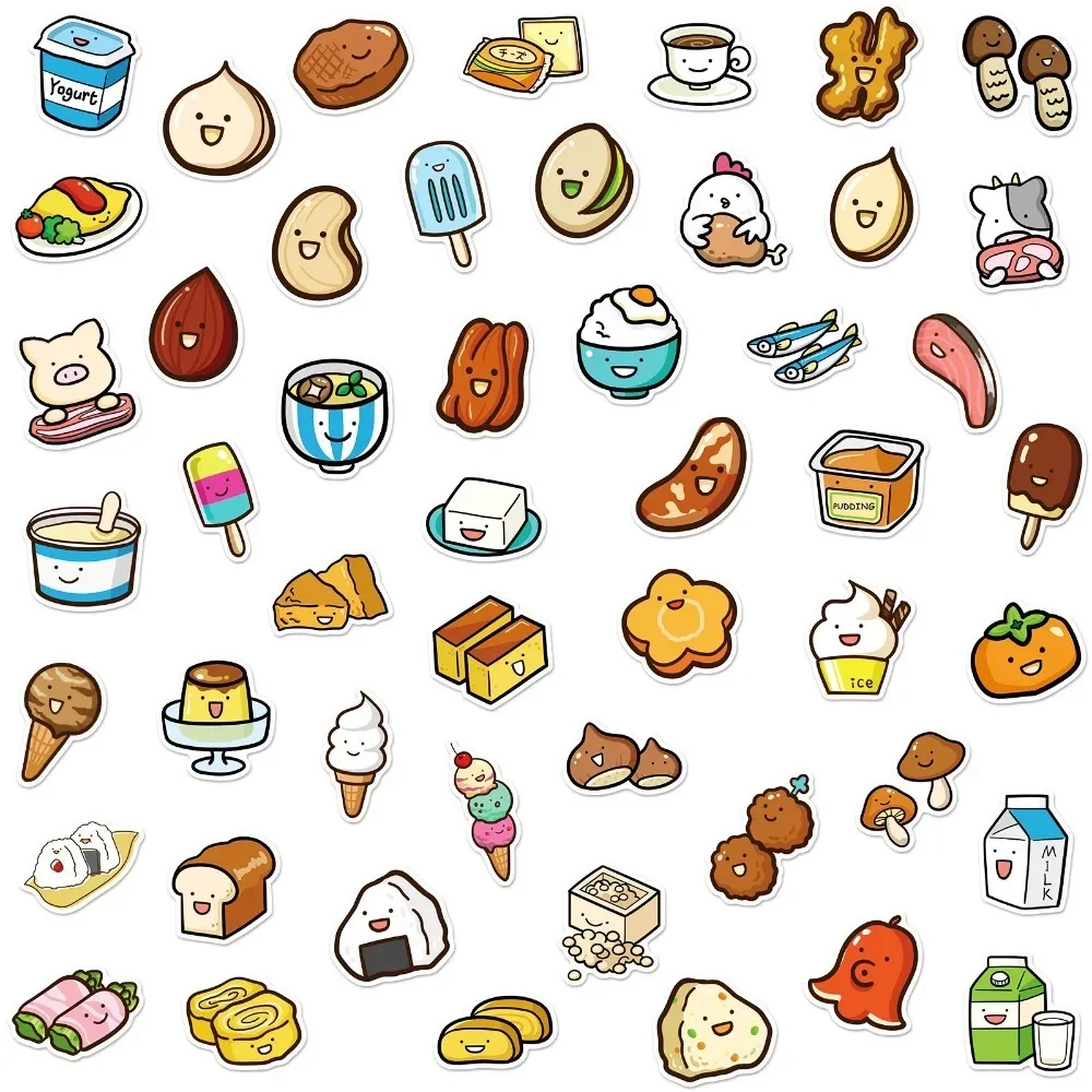 50PCS Fruit and Vegetable Dessert Food Kawaii Stickers Aesthetic DIY Laptop Phone Skateboard Motorcycle Car Waterproof Sticker