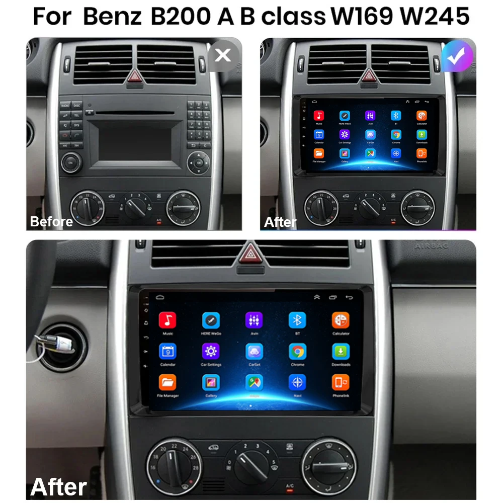 Android 13 Car Radio Multimedia Player for Mercedes/Benz W169 W245 W639 W906 Sprinter B160 B170 B200 Carplay Navigation GPS 2din