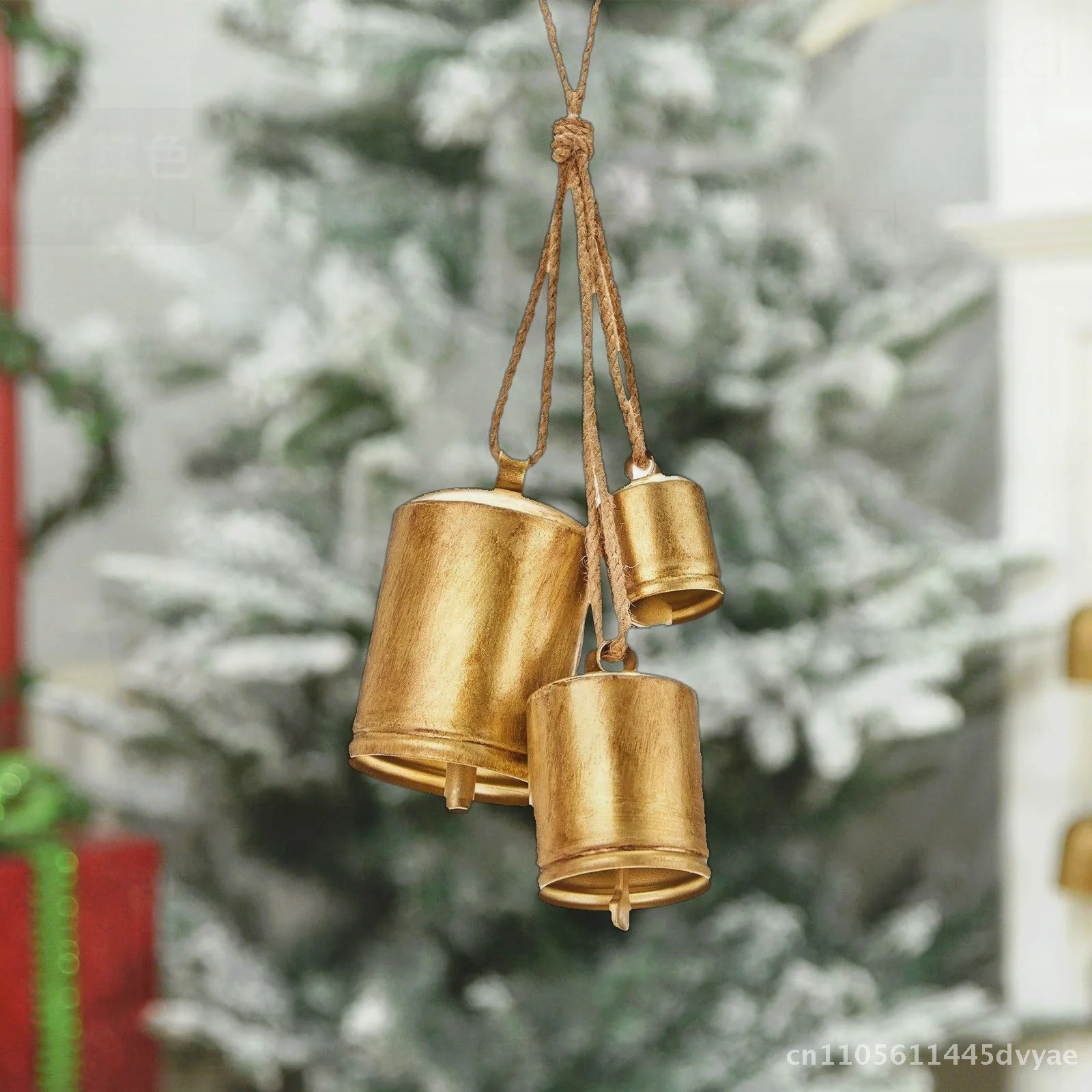 

Amazon's Hottest Shabby Cowbell with Garland Christmas Bell Metal Iron Gold Color Cowbell Decoration for Festive Cheer