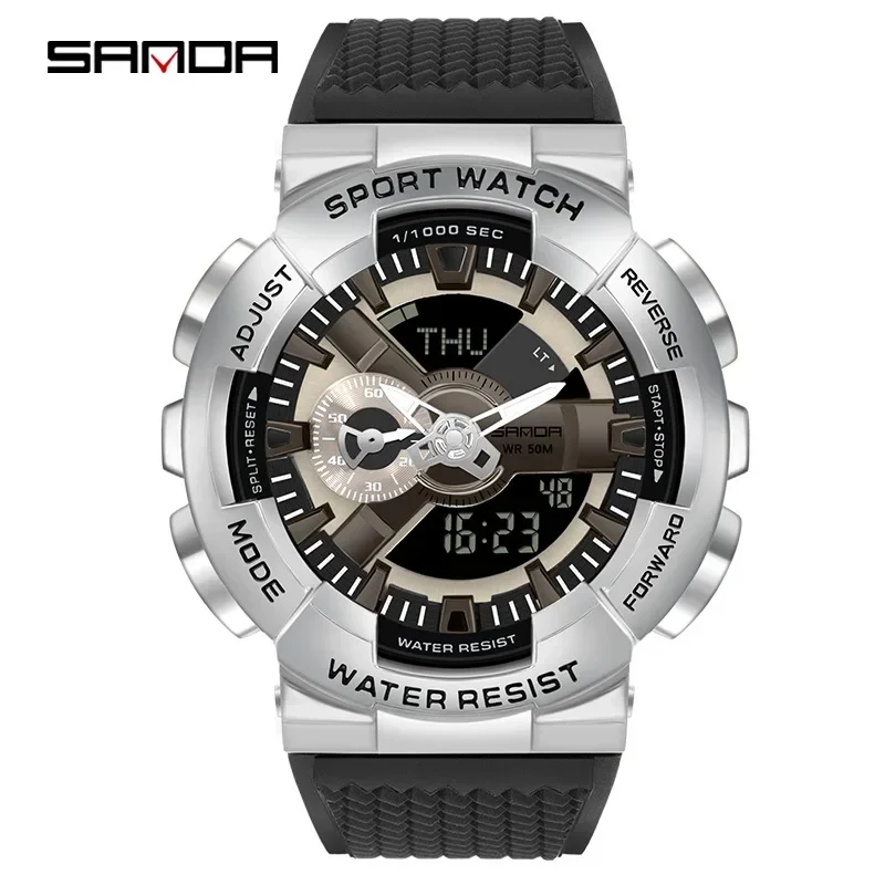 SANDA-reloj Digital deportivo para hombre, cronógrafo de pulsera de lujo, estilo G, resistente al agua, militar, de primera calidad, Color mágico, 9004