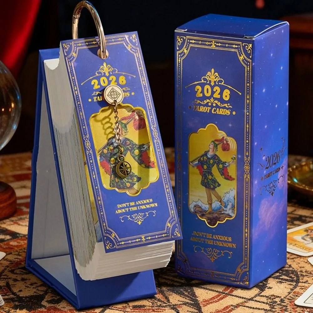 Kalender Kartu Lukisan Minyak Vintage 2026 dengan Jilid Cincin Emas, Halaman Putar Satu Arah, Kalender Meja Kertas dengan Kutipan Inspiratif