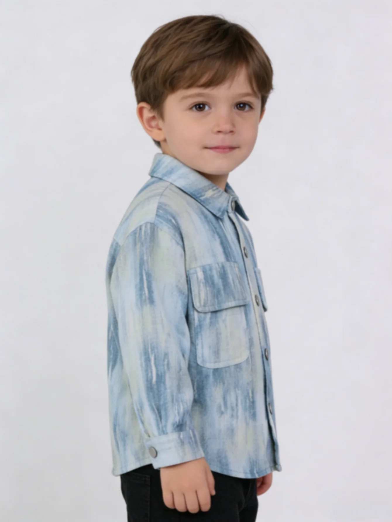 Boys Tie Dye Denim Shirt Kids Gradient Button Down Jacket Children Loose Fit Casual Top 2026 New