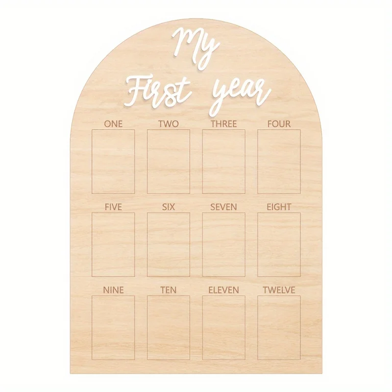 Tablero de Fotos para el Primer Año - 12 marcos de fotos de madera para bebés de 1 mes, estilo bohemio, perfecto para decorar el primer año de un adolescente