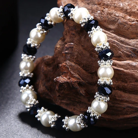 sokolov Crystal Pearl Hipanema Bracelet Simple Pearl Crystal Strand Infinity Bracelets Women liberty Crystal Braid Bracelet