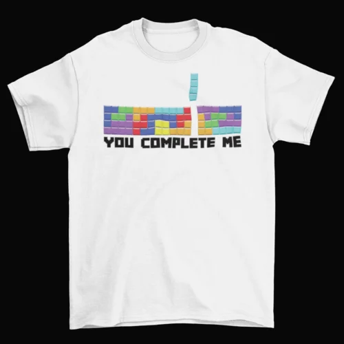 Tetris You Complete Me T-Shirt Unisex Cotton Funny Sizes Valentines Day Puzzle