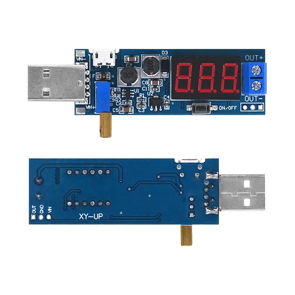 DC-DC USB Buck Boost Converter Module Digital Display Adj. Voltage 5V to 3.3V 9V 12V 24V for Arduino ESP32 Electronic DIY Kit